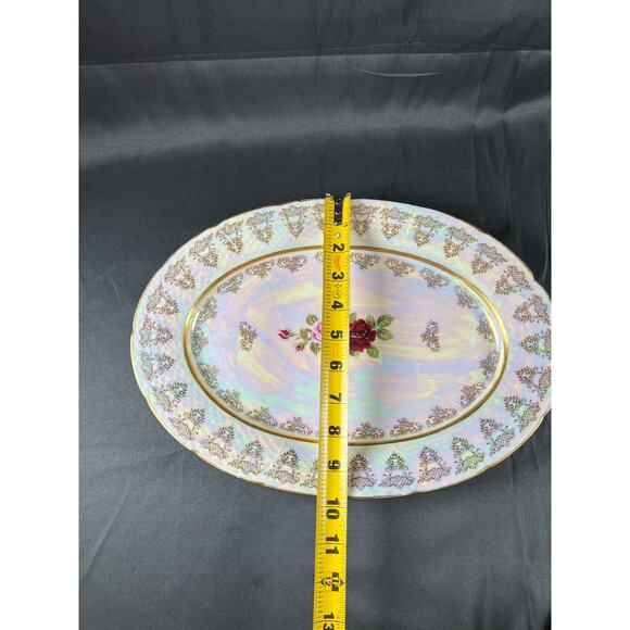 4X Fine China/Bohemian Porcelain Formalities Roses Plate Set Iridescent vintage - Picture 12 of 15